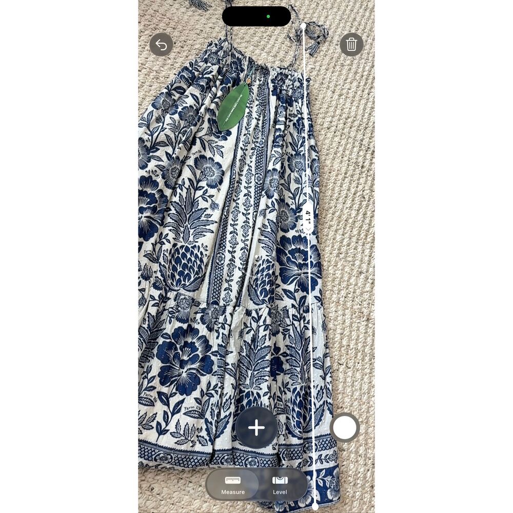 Farm Rio Blue Pineapple Garden Smocked Strap Midi Dress NWT XS $230 coastal smoc - Picture 6 of 8